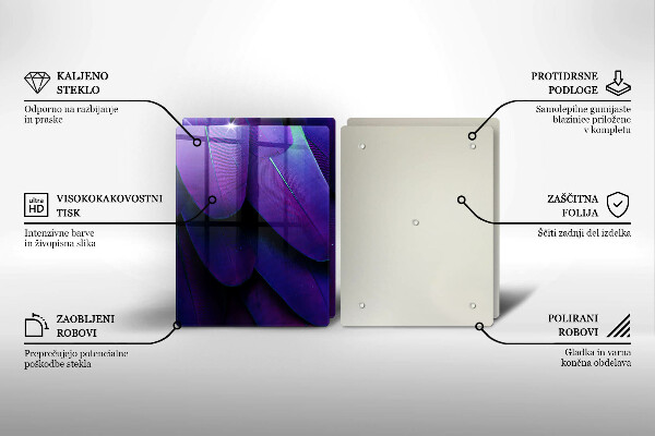 Steklena podloga za rezanje Neonsko perje