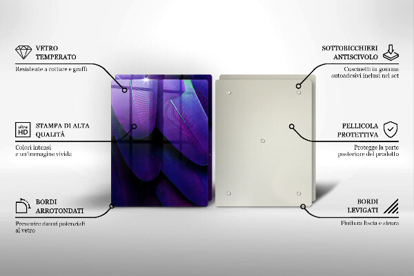 Steklena podloga za rezanje Neonsko perje