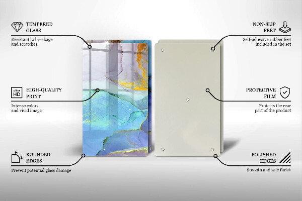 Steklena podloga za rezanje Razpokan zlati kamen