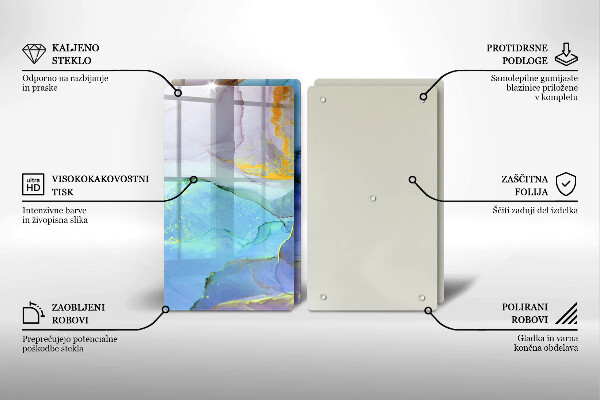 Steklena podloga za rezanje Razpokan zlati kamen