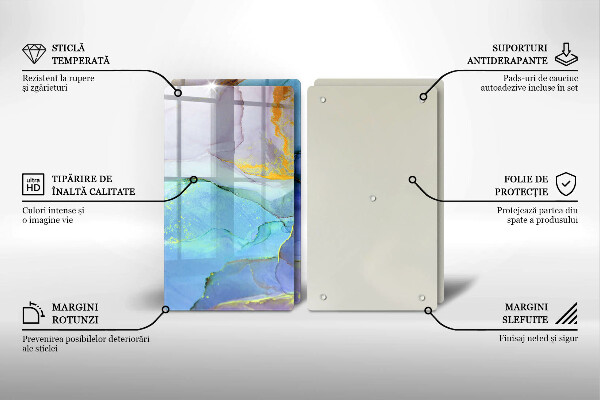 Steklena podloga za rezanje Razpokan zlati kamen