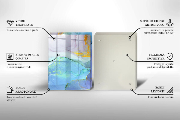 Steklena podloga za rezanje Razpokan zlati kamen