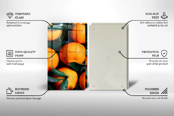 Steklena podloga za rezanje Oranžno sadje