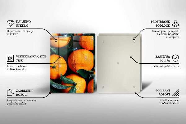 Steklena podloga za rezanje Oranžno sadje
