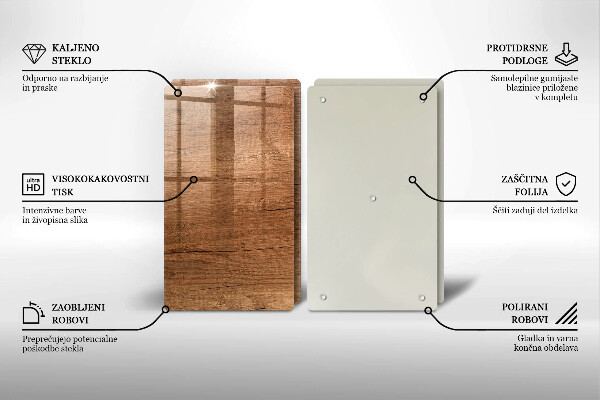 Steklena podloga za rezanje Tekstura lesa