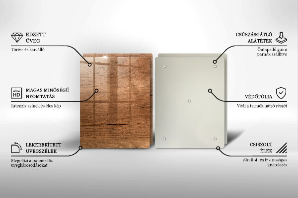 Steklena podloga za rezanje Tekstura lesa