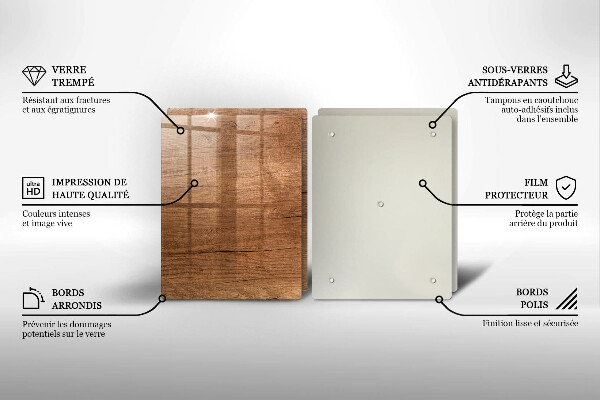 Steklena podloga za rezanje Tekstura lesa