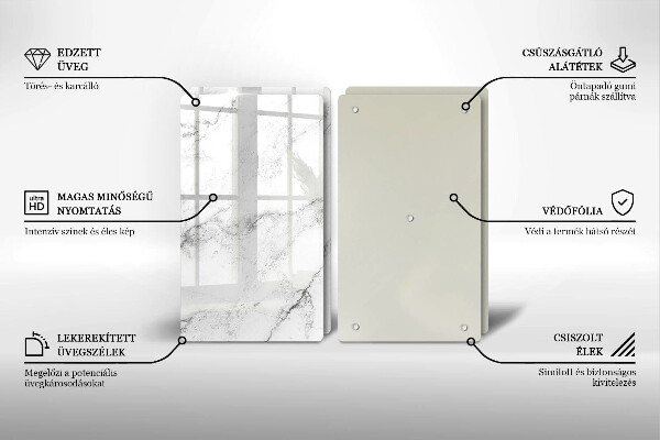 Steklena podloga za rezanje Elegantna tekstura marmorja