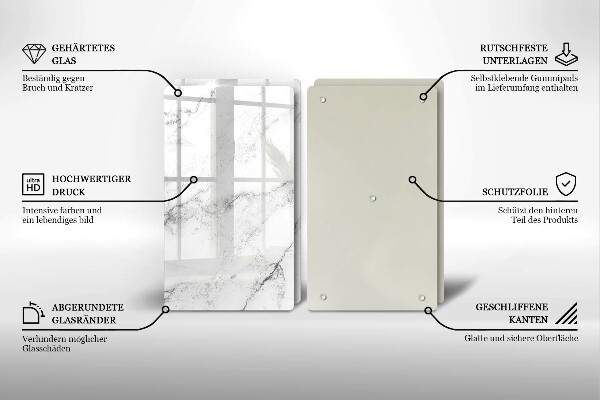 Steklena podloga za rezanje Elegantna tekstura marmorja