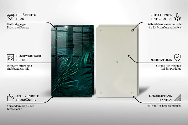 Steklena podloga za rezanje Listi divje džungle