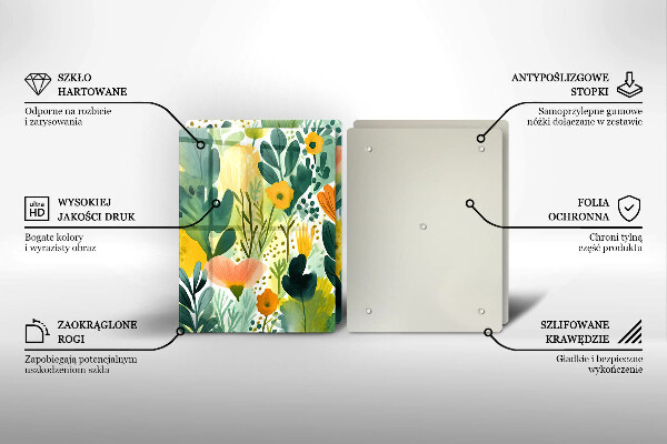 Steklena podloga za rezanje Poslikane rože