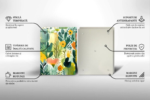 Steklena podloga za rezanje Poslikane rože