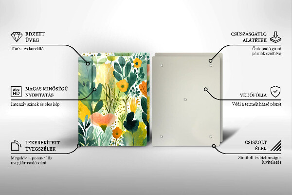 Steklena podloga za rezanje Poslikane rože