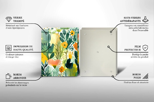 Steklena podloga za rezanje Poslikane rože