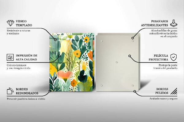 Steklena podloga za rezanje Poslikane rože