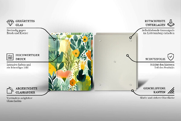 Steklena podloga za rezanje Poslikane rože