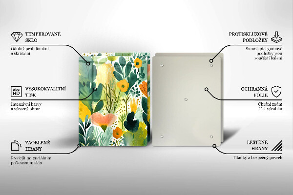 Steklena podloga za rezanje Poslikane rože