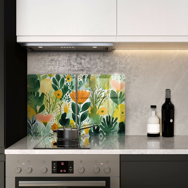 Steklena podloga za rezanje Poslikane rože