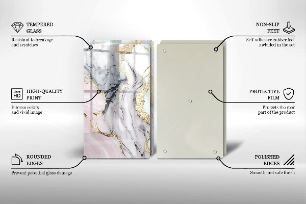 Steklena podloga za rezanje Pastelni marmor