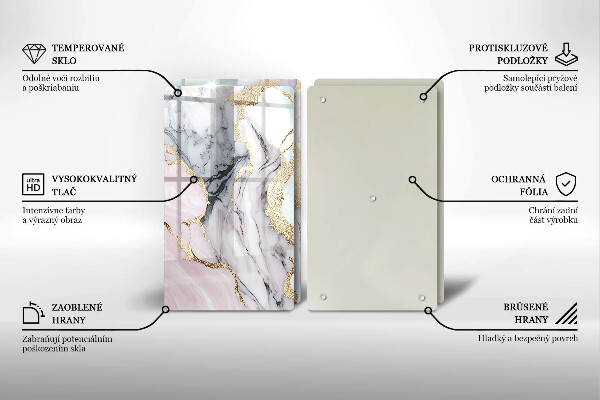 Steklena podloga za rezanje Pastelni marmor