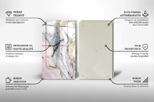 Steklena podloga za rezanje Pastelni marmor