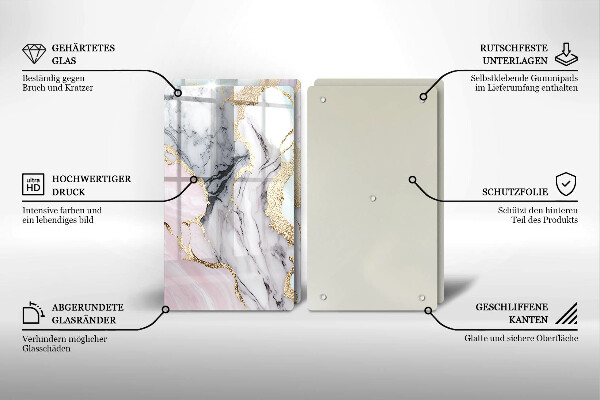 Steklena podloga za rezanje Pastelni marmor