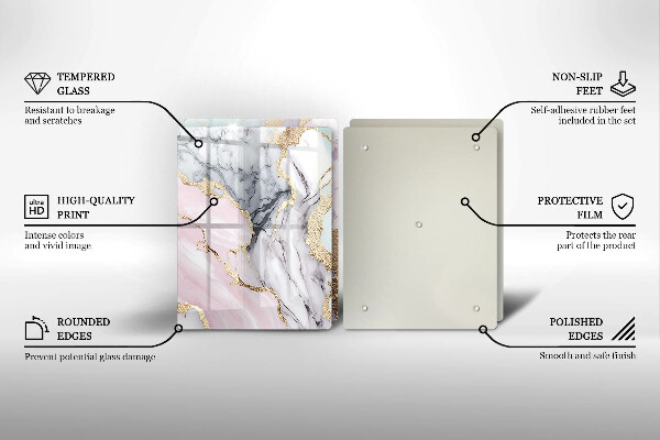 Steklena podloga za rezanje Pastelni marmor