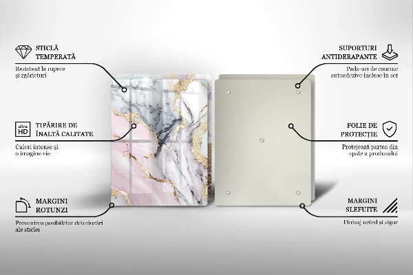 Steklena podloga za rezanje Pastelni marmor