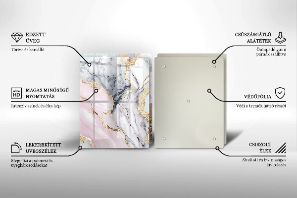 Steklena podloga za rezanje Pastelni marmor