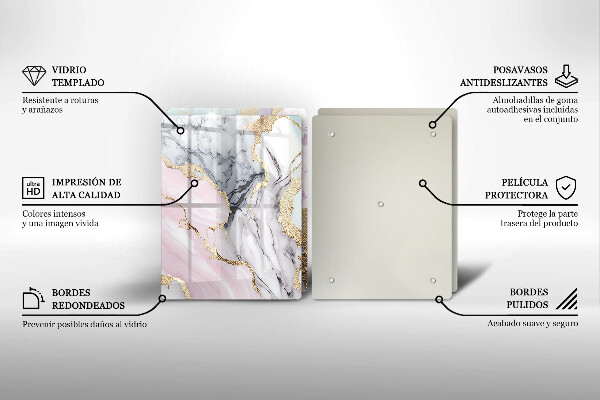 Steklena podloga za rezanje Pastelni marmor