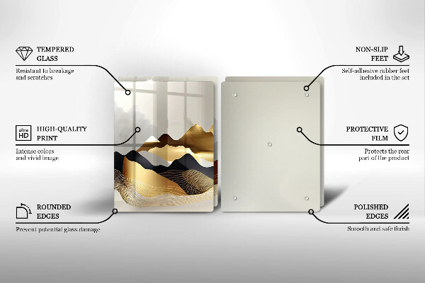 Steklena podloga za rezanje Abstraktne zlate gore