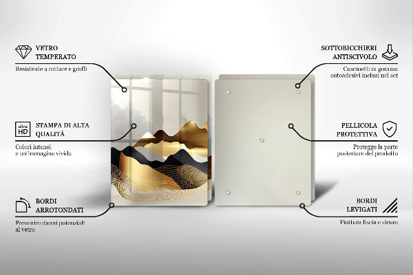 Steklena podloga za rezanje Abstraktne zlate gore