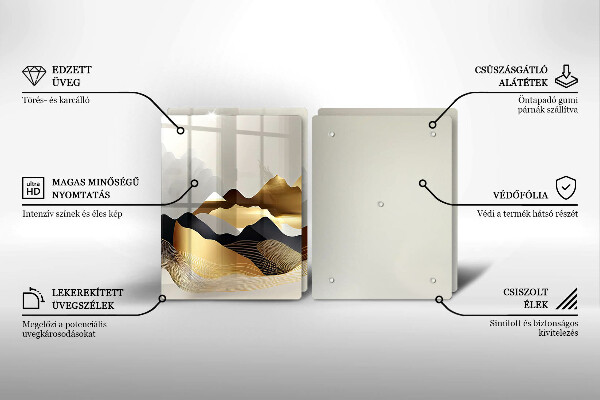 Steklena podloga za rezanje Abstraktne zlate gore