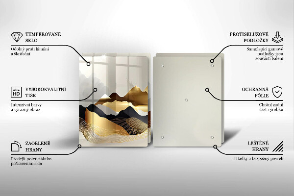 Steklena podloga za rezanje Abstraktne zlate gore