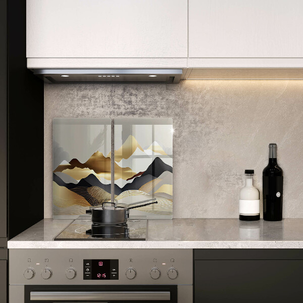 Steklena podloga za rezanje Abstraktne zlate gore