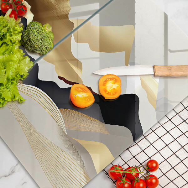 Steklena podloga za rezanje Abstraktne zlate gore