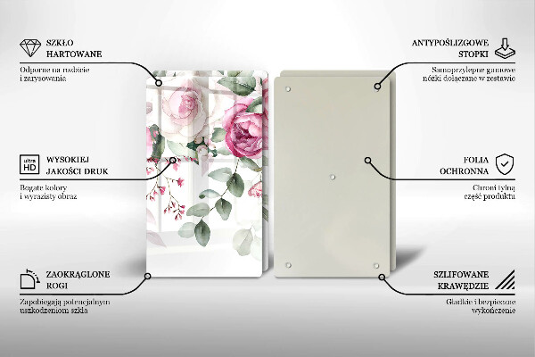 Steklena podloga za rezanje Akvarel vrtnice