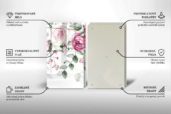 Steklena podloga za rezanje Akvarel vrtnice