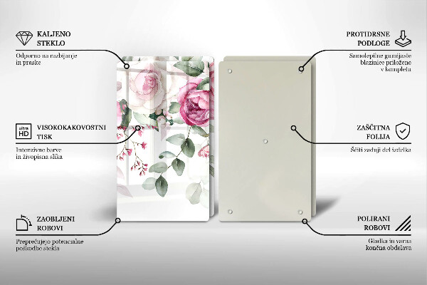 Steklena podloga za rezanje Akvarel vrtnice