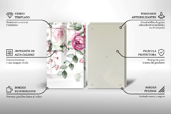 Steklena podloga za rezanje Akvarel vrtnice