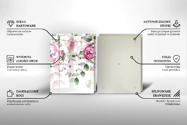 Steklena podloga za rezanje Akvarel vrtnice