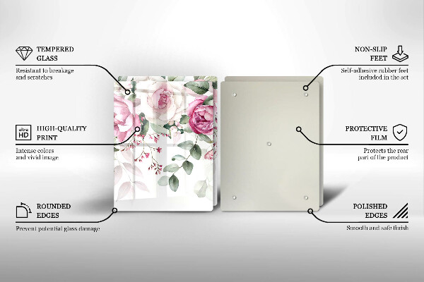 Steklena podloga za rezanje Akvarel vrtnice