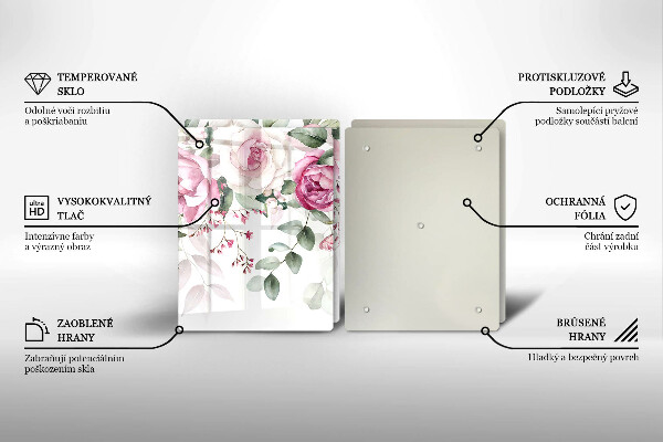 Steklena podloga za rezanje Akvarel vrtnice