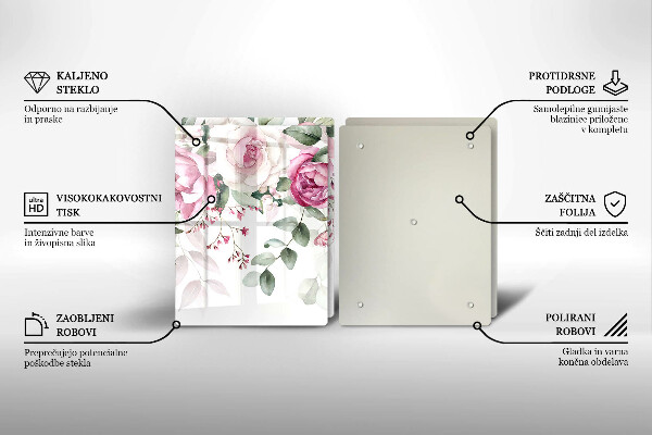 Steklena podloga za rezanje Akvarel vrtnice