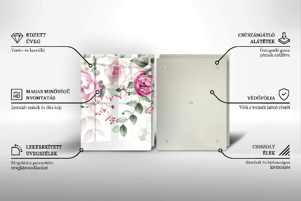 Steklena podloga za rezanje Akvarel vrtnice