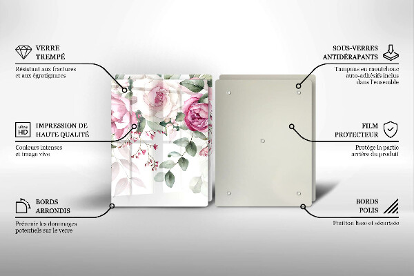 Steklena podloga za rezanje Akvarel vrtnice