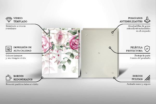 Steklena podloga za rezanje Akvarel vrtnice