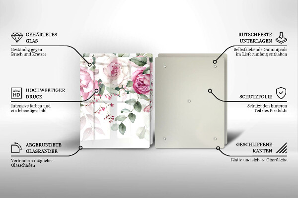 Steklena podloga za rezanje Akvarel vrtnice