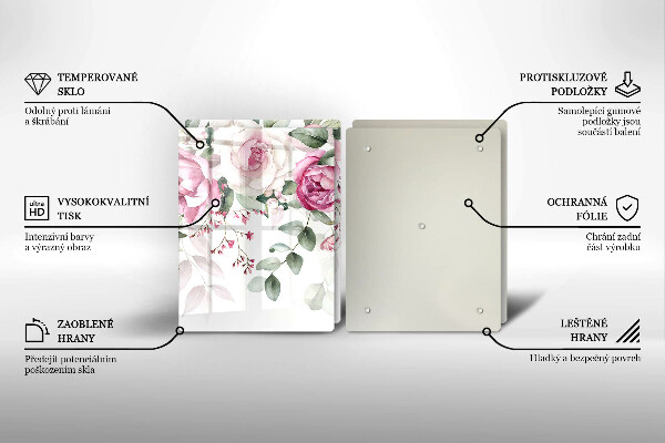 Steklena podloga za rezanje Akvarel vrtnice