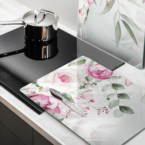 Steklena podloga za rezanje Akvarel vrtnice